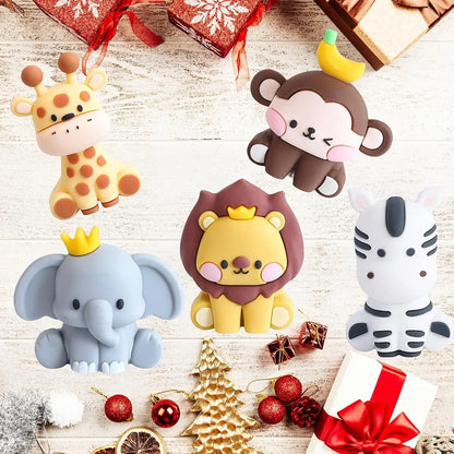 Jungle Safari Animal Cake Toppers with Elephant Giraffe Lion Monkey for Jungle Themed Party Baby Showers Kids Birthday Party