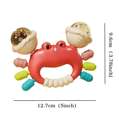 1pc Hand Rattle Portable Sensory Teething Toy Sand Hammer Crab Hand Grip Toys Early Educational Toys for Boys and Girls Gift
