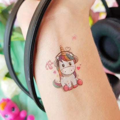 10 sheets Unicorn Fake Tattoo Stickers Cartoon Temporary Tattoos Kids Unicorn Decoration Waterproof Tattoo Birthday Baby Shower