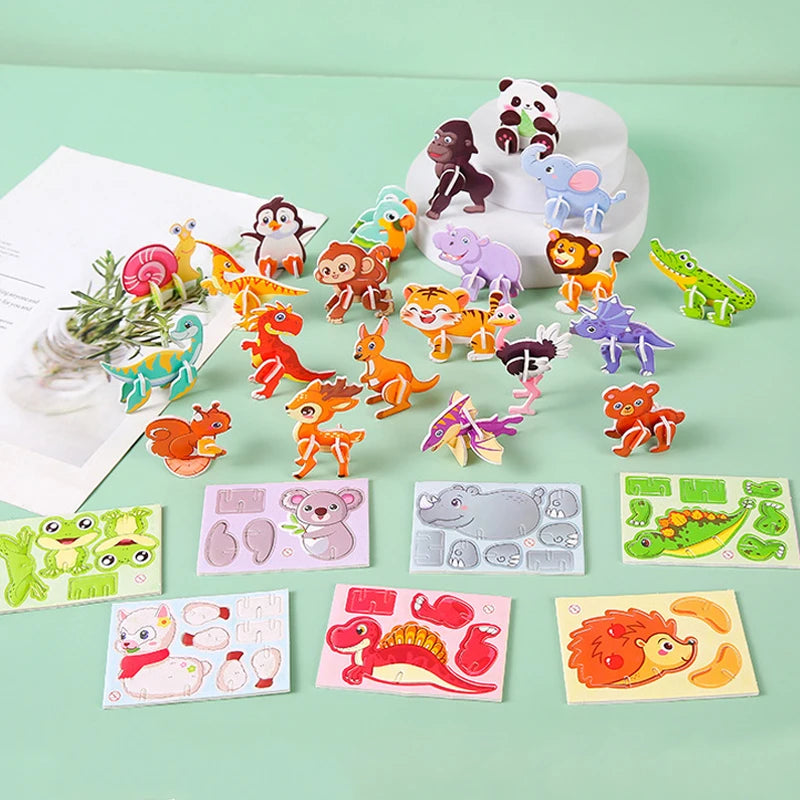 30Pcs Mini Animal DIY Jigsaw Puzzles Toys for Kids Birthday Party Favors Classroom Rewards Baby Shower Gifts Pinata Filler