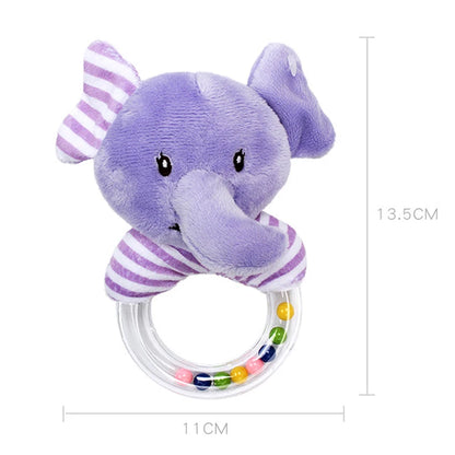 Cute Baby Rattle Toys Elephant Plush Infant Cartoon Bed Toys for Newborn 0-24 Months Educational Toy Bear Hand Ring Bell Teether