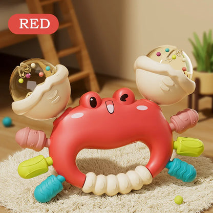 1pc Hand Rattle Portable Sensory Teething Toy Sand Hammer Crab Hand Grip Toys Early Educational Toys for Boys and Girls Gift