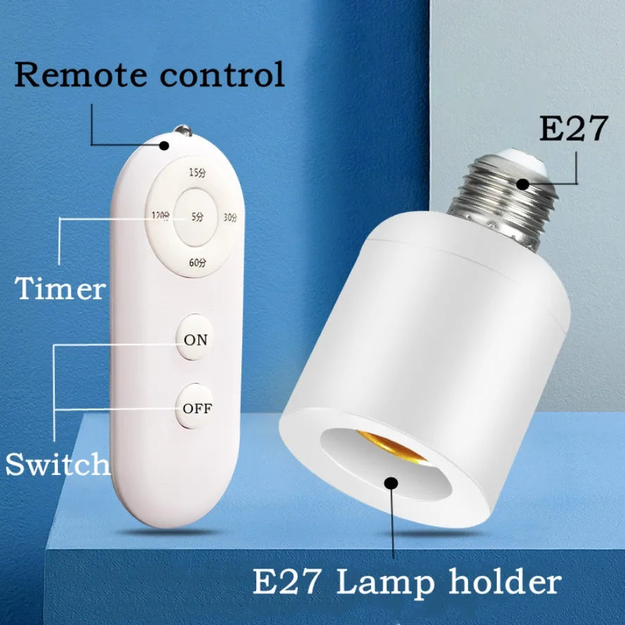 E27 60W Wireless Remote Control Smart Timer Switch Lamp Holder 110V 220V House Multi Light Switch Baby Room Bedroom Timer Switch