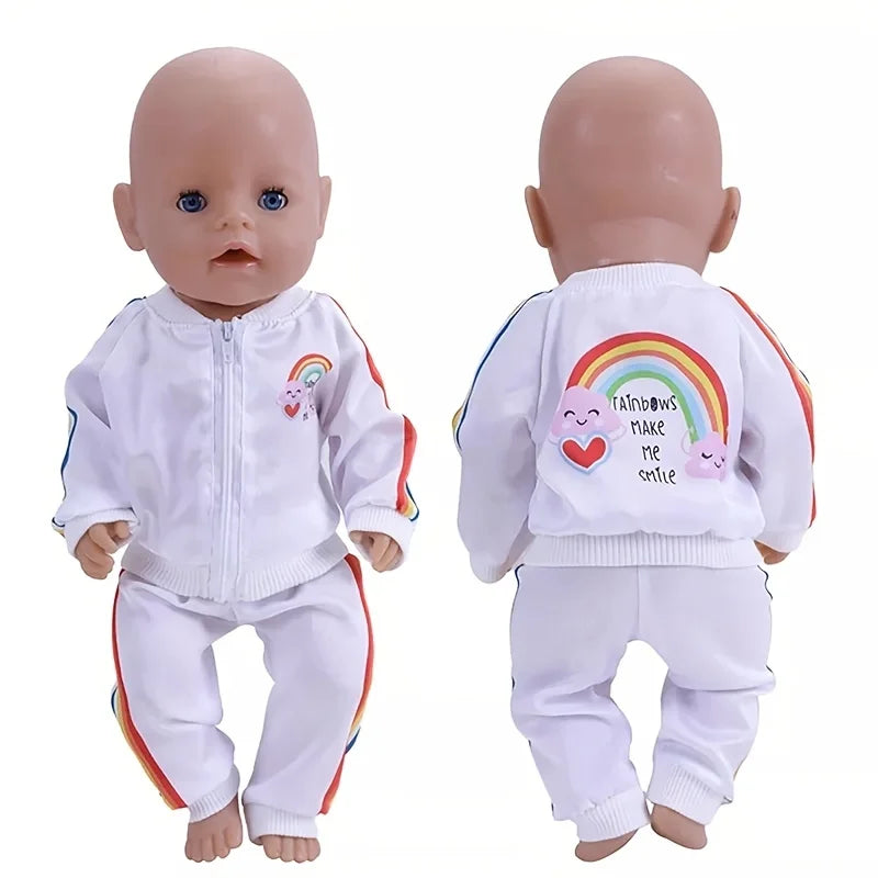 43 cm Doll Outfits for 17-18Inch Dolls Baby Born Doll Cute Jumpers Rompers Suit+Shoes Warm Clothes on A Doll Baby Christmas Gift