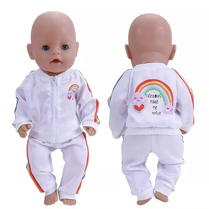 43 cm Doll Outfits for 17-18Inch Dolls Baby Born Doll Cute Jumpers Rompers Suit+Shoes Warm Clothes on A Doll Baby Christmas Gift