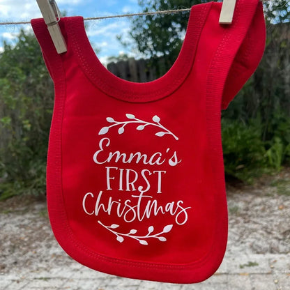Personalized name First Christmas Baby Bib New Year gifts for newborns Winter holiday baby atmosphere accessories Baby shower