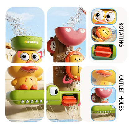 Duck/Flower Shape Baby Bath Toy Play Water in Lion Waterwheel Children Fun in Shower Bathtub with Suction Cup in Kid Gift