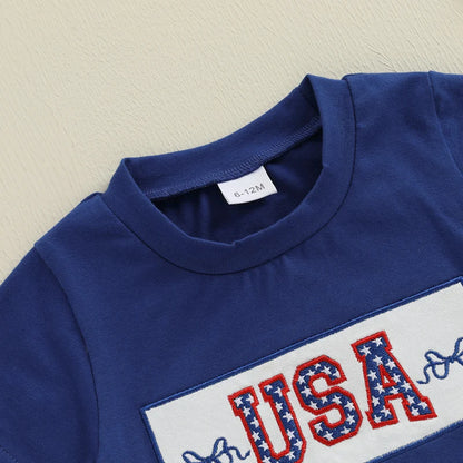 Toddler Patriotic Embroidered Outfit