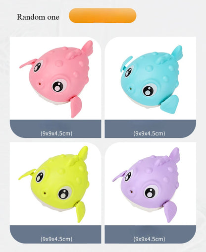 Baby Bathroom Wind-up Clockwork Cartoon Duck Shark Puffer Fish Animal Swimming Water Play Bath Toys Bathroom Baby Shark