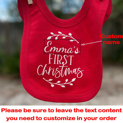 Personalized name First Christmas Baby Bib New Year gifts for newborns Winter holiday baby atmosphere accessories Baby shower