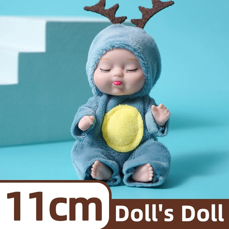 1/6 Pcs 4 Inch Mini Reborn Baby Dolls Toy Set Realistic Baby Doll with Cute Animal Clothes Gifts for Birthday Christmas Exquisit