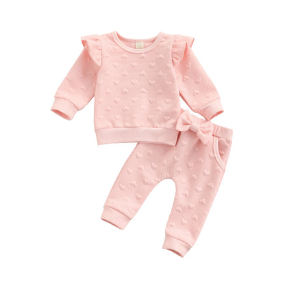 Autumn Baby Girl Heart Print Set