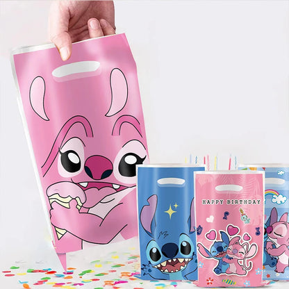 30pcs Blue Pink Stitch Party Gift Bags with Handles Lilo & Stitch Themed Party Favors Bags Baby Shower Kids Birthday Party Decor