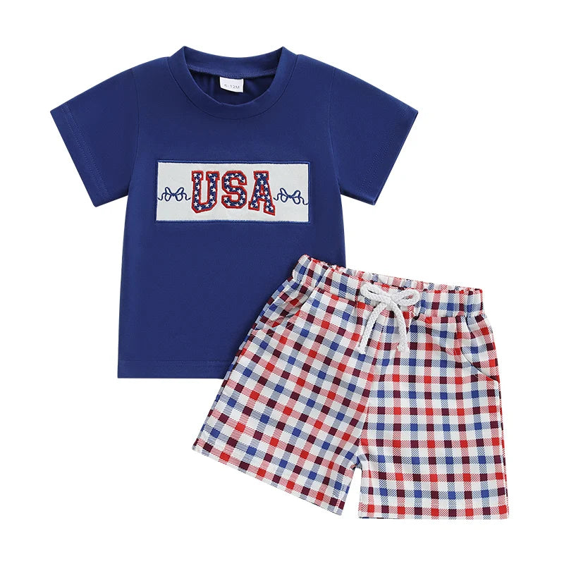 Toddler Patriotic Embroidered Outfit