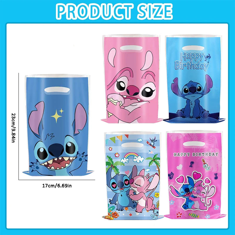30pcs Blue Pink Stitch Party Gift Bags with Handles Lilo & Stitch Themed Party Favors Bags Baby Shower Kids Birthday Party Decor