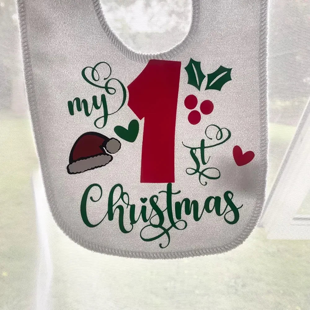 My First Christmas Bib 1st Baby Cake Smash Bib Baby Shower Newborn Birthday Winter Holiday Accessories New Year Baby Clothing