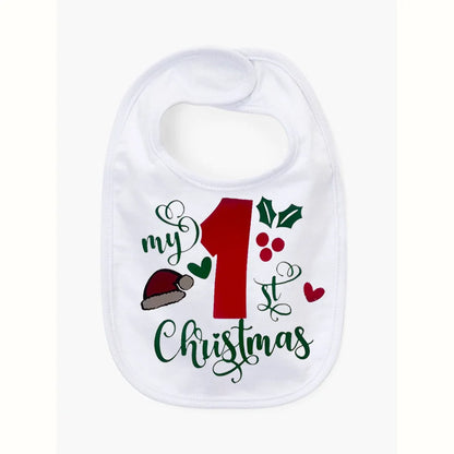 My First Christmas Bib 1st Baby Cake Smash Bib Baby Shower Newborn Birthday Winter Holiday Accessories New Year Baby Clothing