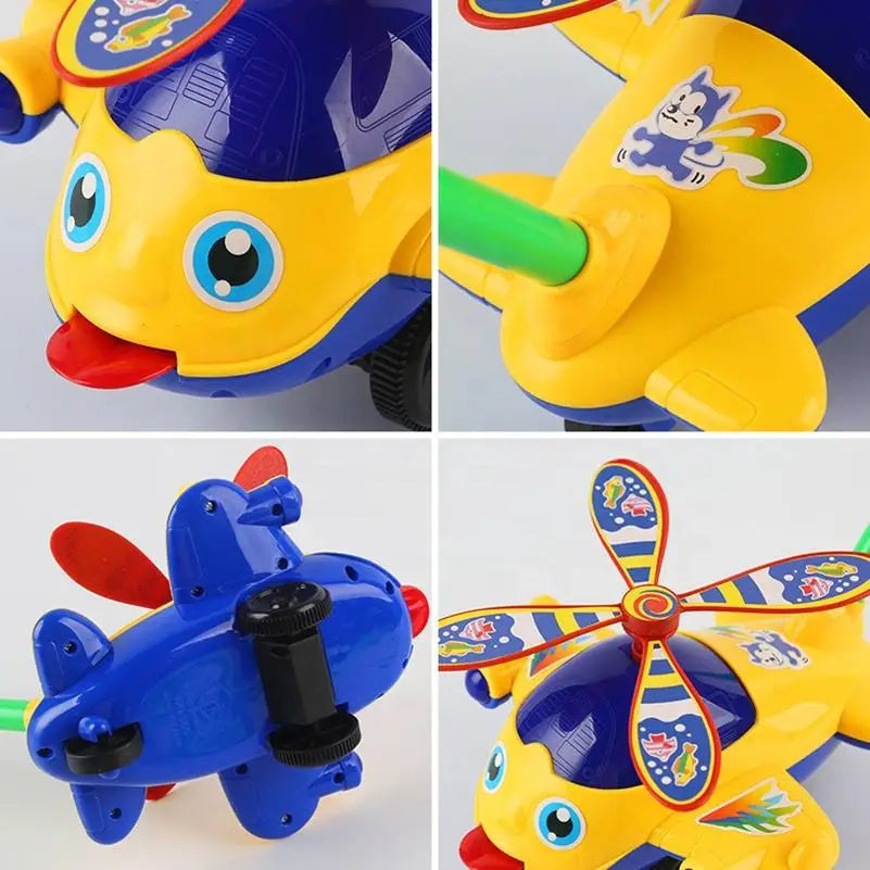 Baby Walker Toy Hand Push Toddler Toy Plane Car Toy Push Along Walking Toy for Kids Children Boys Girls Outdoor
