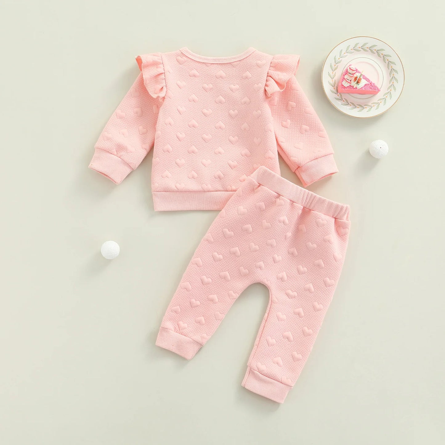Autumn Baby Girl Heart Print Set