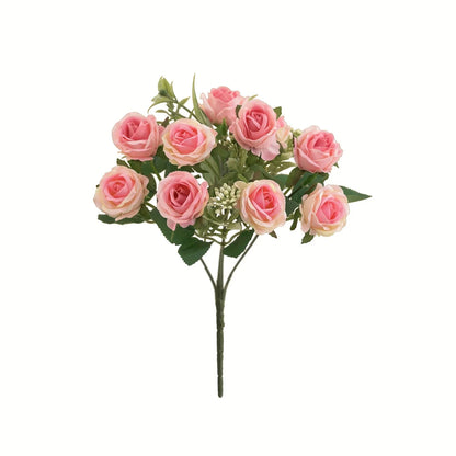 10 Heads Artificial Flowers Scrapbooking Silk Roses Christmas Wedding Party Bouquet Household Products Vases for Home Decoration
