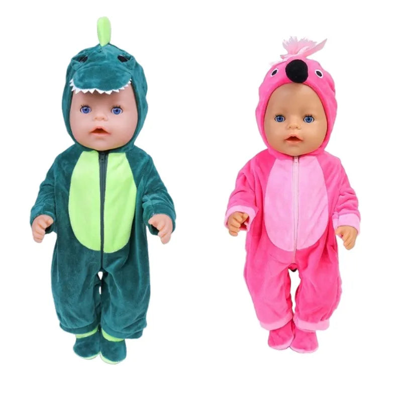 43-45 cm doll set suitable for 17-18 inch dolls, baby birth doll cute jumper jumpsuit set+shoes, warm clothes on Christmas gifts