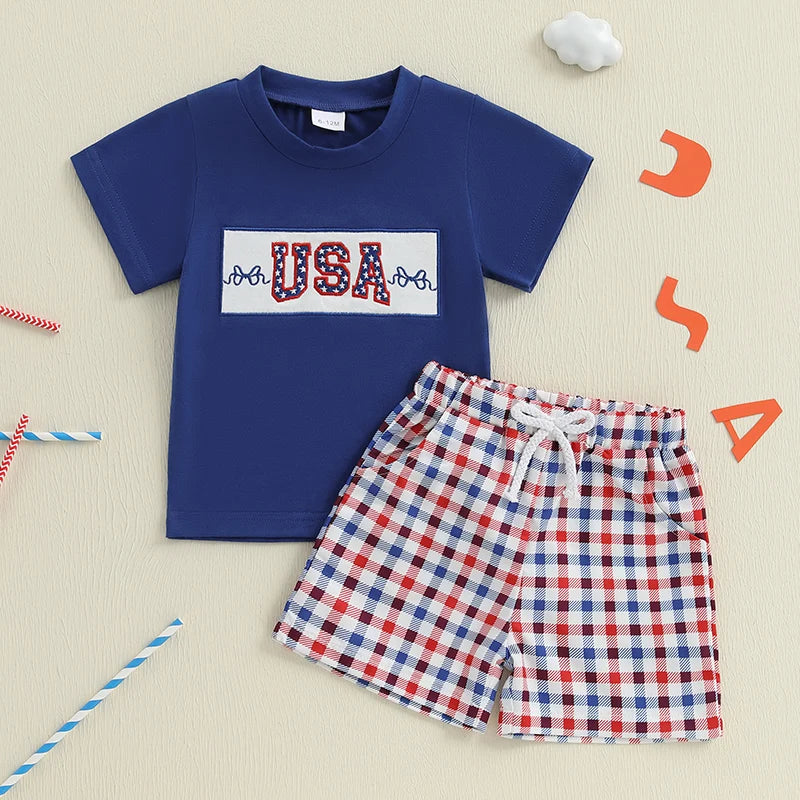 Toddler Patriotic Embroidered Outfit