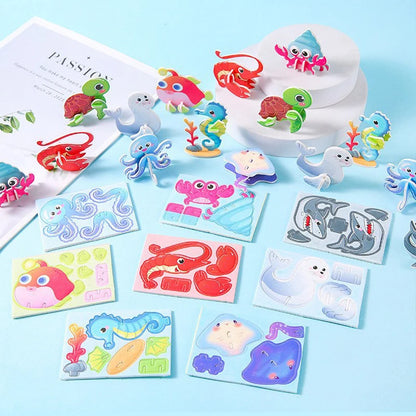 30Pcs Mini Animal DIY Jigsaw Puzzles Toys for Kids Birthday Party Favors Classroom Rewards Baby Shower Gifts Pinata Filler