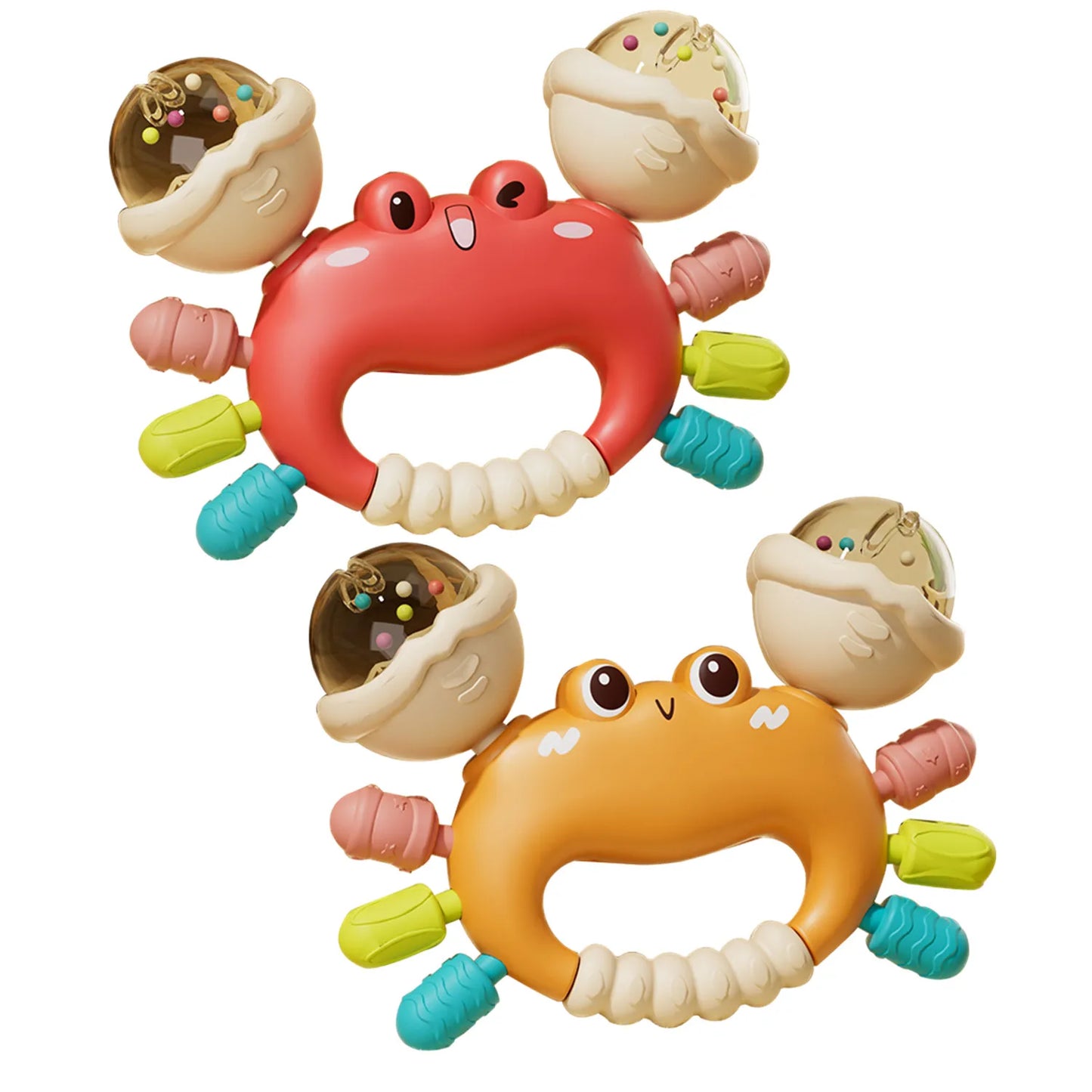 1pc Hand Rattle Portable Sensory Teething Toy Sand Hammer Crab Hand Grip Toys Early Educational Toys for Boys and Girls Gift