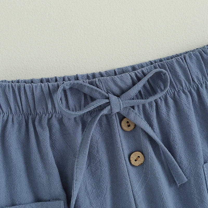Cotton Linen Baby Drawstring Pants