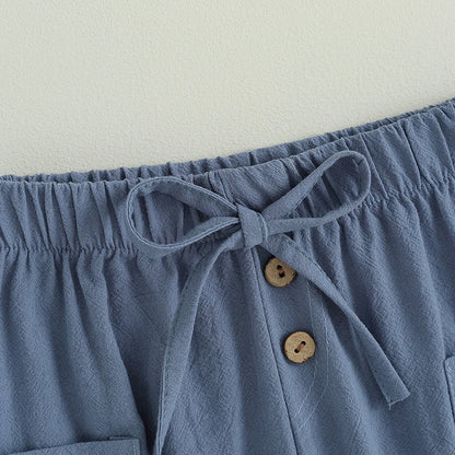 Cotton Linen Baby Drawstring Pants