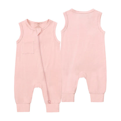 Essentials Summer Baby Romper Clothes Bamboo Fiber Toddler Jumpsuit Sleeveless Onesies Kids Pajamas Solid Bodysuit For Newborn