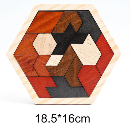 Wooden Tangram Jigsaw DIY Puzzle Kids Learning Educational Toys for Children Thinking Training Wood Toy Puzzles Montessori Games