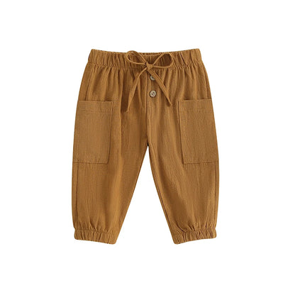 Cotton Linen Baby Drawstring Pants