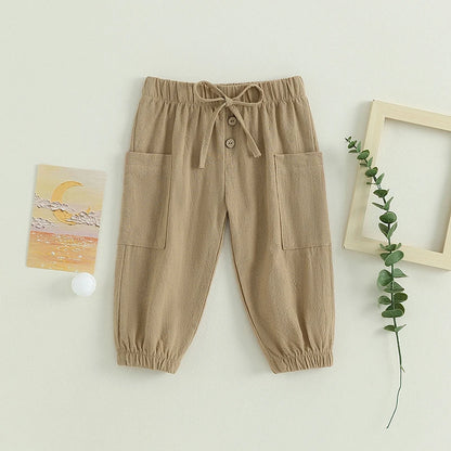 Cotton Linen Baby Drawstring Pants