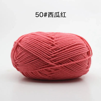 Likeecords 4-Strand  Milk Cotton Knitting Wool Yarn 60g/roll Soft Baby Yarn For Crochet Craft Sweater Hat Dolls