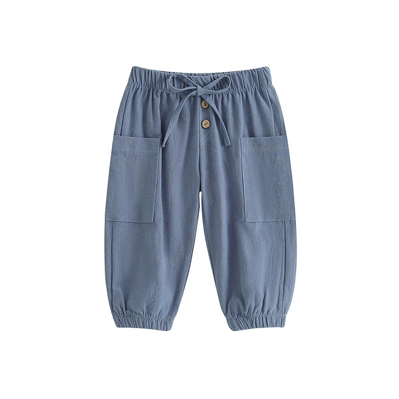 Cotton Linen Baby Drawstring Pants