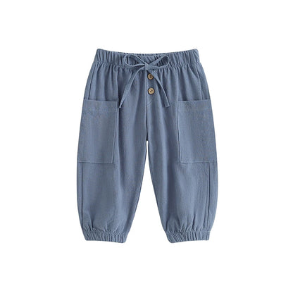 Cotton Linen Baby Drawstring Pants
