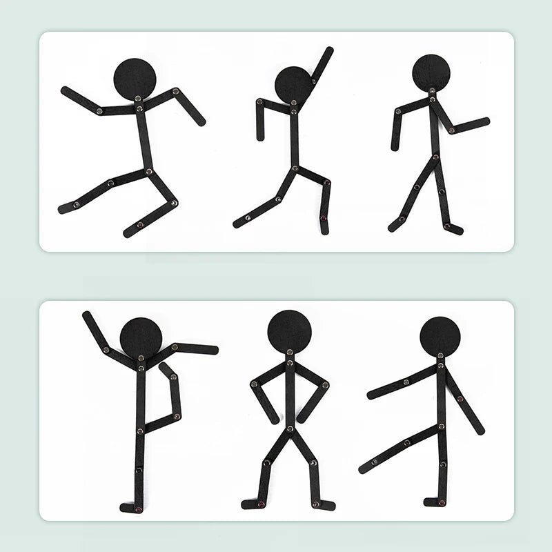 Kids Montessori Toys Wooden Early Learning Educational Puzzles Sporty Pose JigsawImprove Hands-on Skill Busy Board Gifts