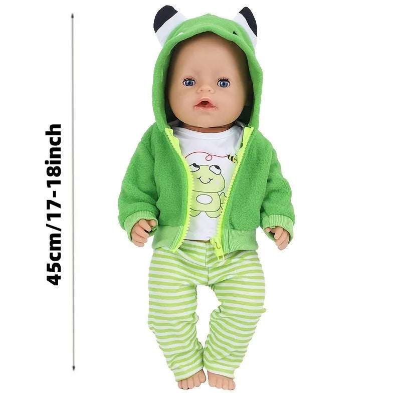 43 cm Doll Outfits for 17-18Inch Dolls Baby Born Doll Cute Jumpers Rompers Suit+Shoes Warm Clothes on A Doll Baby Christmas Gift