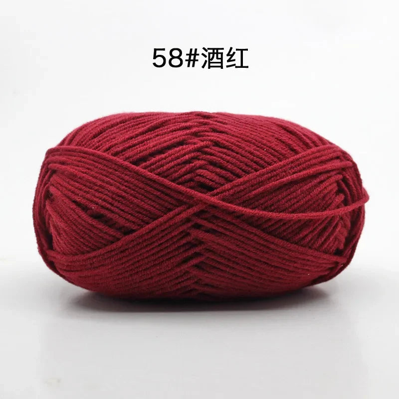 Likeecords 4-Strand  Milk Cotton Knitting Wool Yarn 60g/roll Soft Baby Yarn For Crochet Craft Sweater Hat Dolls