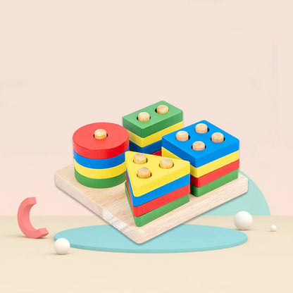 9 in 1 Wooden Montessori Toys Rattle Bell Drum Column Set Musical Instruments Sensory Early Baby Toy Toddler Education