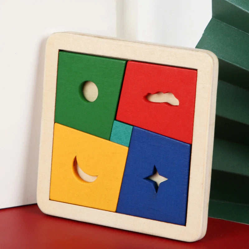 Wooden Tangram Jigsaw DIY Puzzle Kids Learning Educational Toys for Children Thinking Training Wood Toy Puzzles Montessori Games