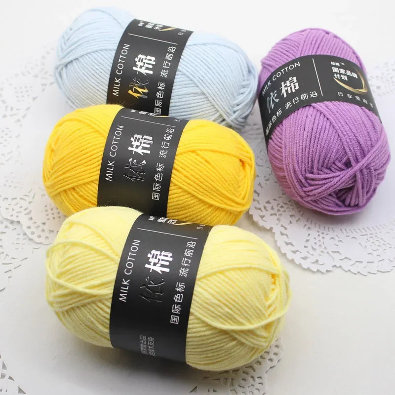 Likeecords 4-Strand  Milk Cotton Knitting Wool Yarn 60g/roll Soft Baby Yarn For Crochet Craft Sweater Hat Dolls