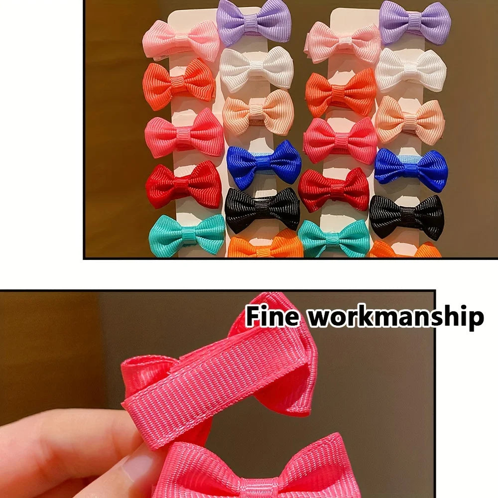 30/90Pcs Cute Dopamine Color Fabric Hairpins for Little Girls Cute Bow Hair Accessories