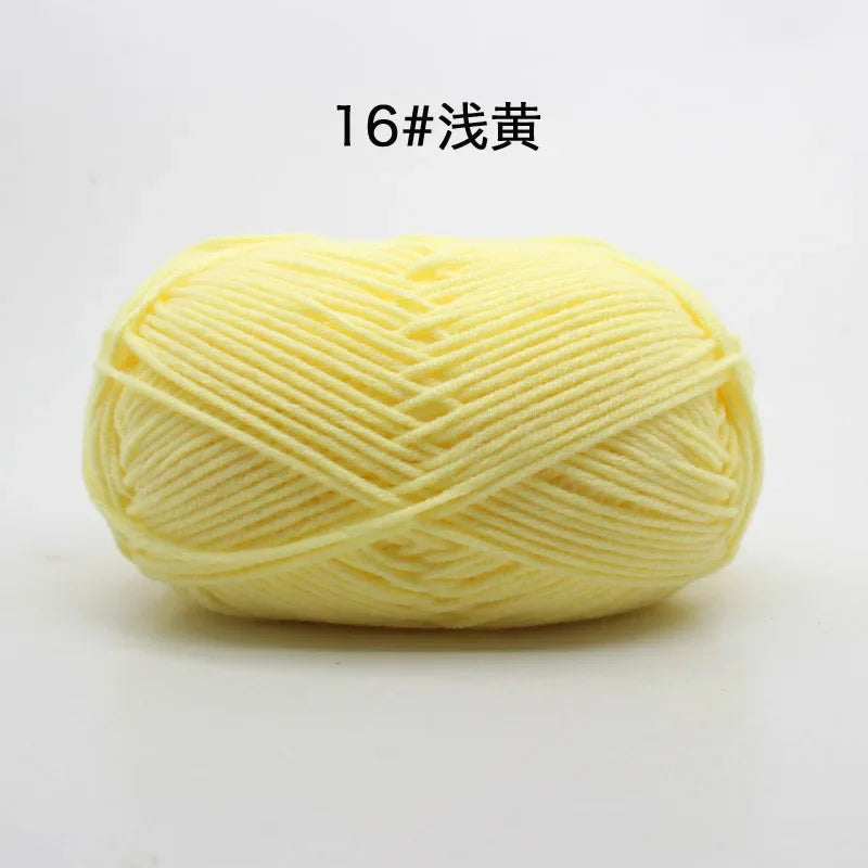 Likeecords 4-Strand  Milk Cotton Knitting Wool Yarn 60g/roll Soft Baby Yarn For Crochet Craft Sweater Hat Dolls