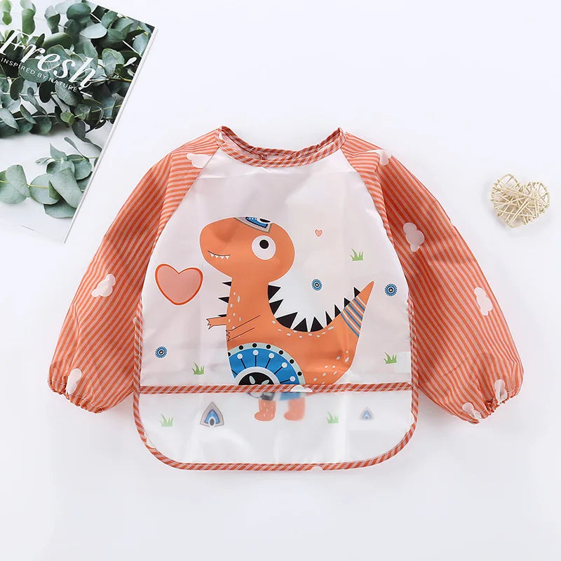 Waterproof EVA Full Sleeve Baby Bibs Children Apron Long Sleeve Feeding Smock Kids Eating Breastplate Infant Scarf Clothing