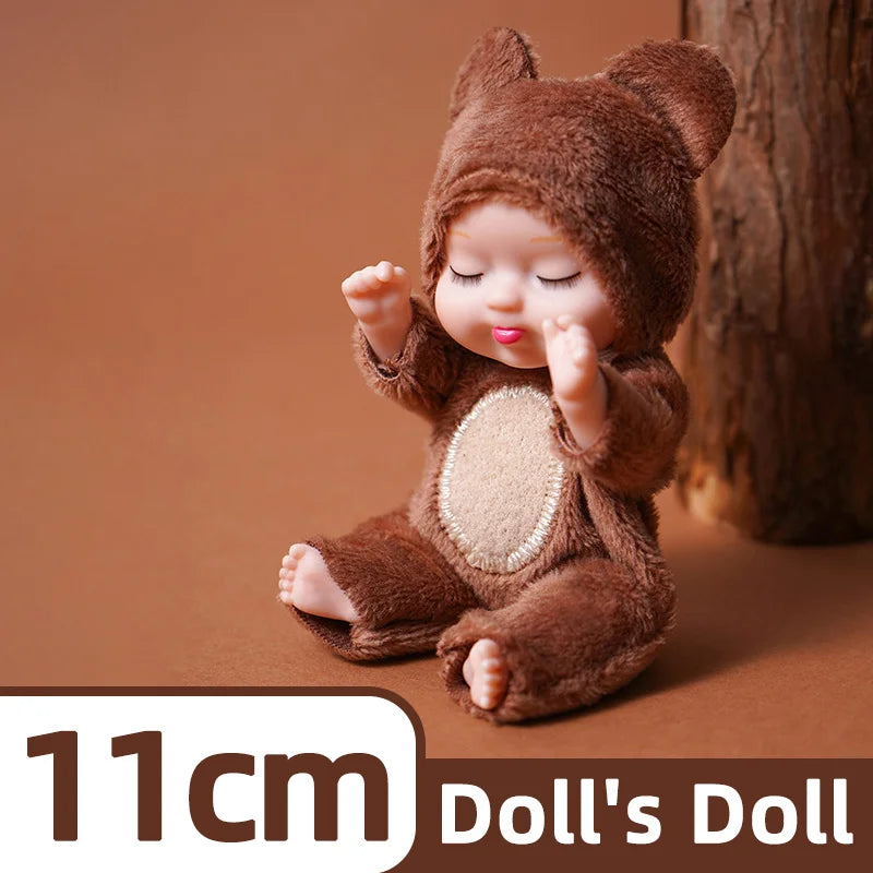1/6 Pcs 4 Inch Mini Reborn Baby Dolls Toy Set Realistic Baby Doll with Cute Animal Clothes Gifts for Birthday Christmas Exquisit