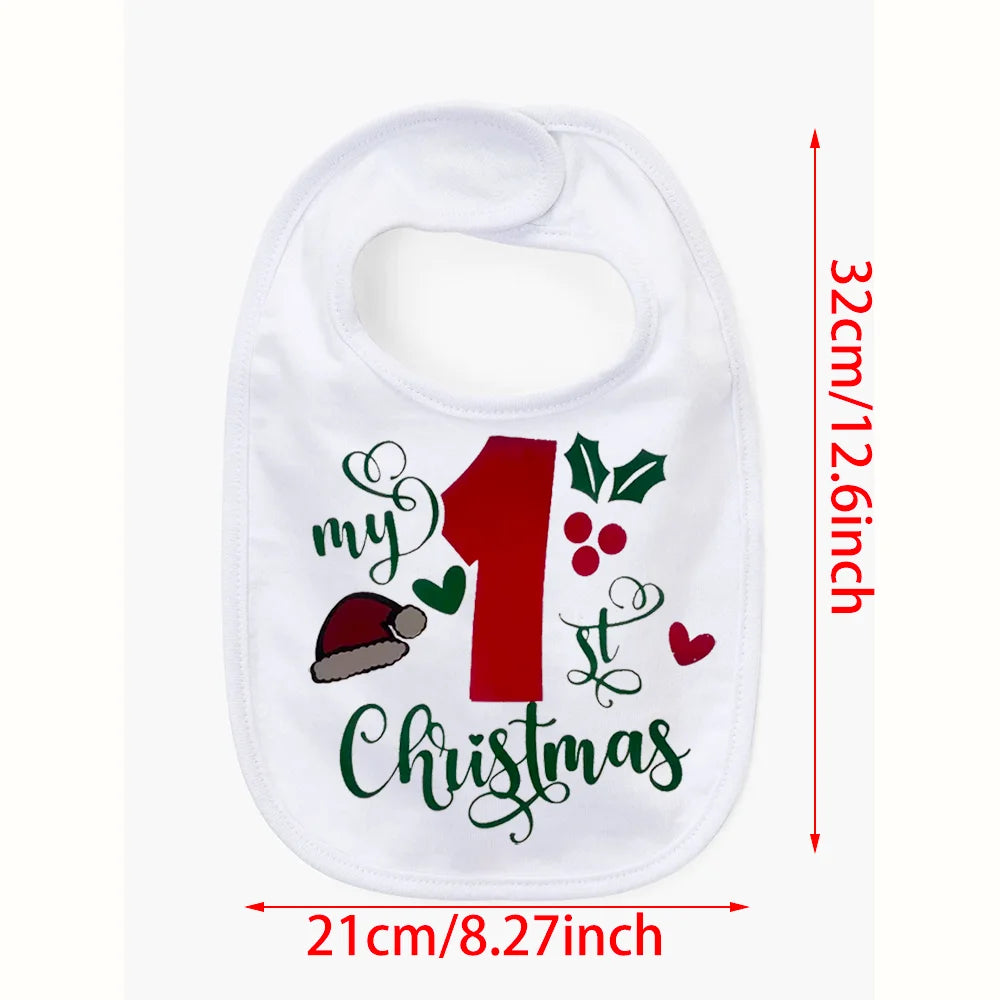 My First Christmas Bib 1st Baby Cake Smash Bib Baby Shower Newborn Birthday Winter Holiday Accessories New Year Baby Clothing