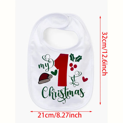 My First Christmas Bib 1st Baby Cake Smash Bib Baby Shower Newborn Birthday Winter Holiday Accessories New Year Baby Clothing