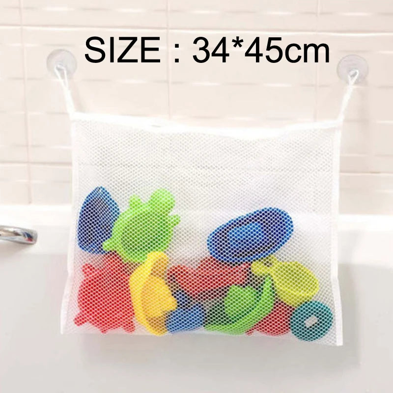 QWZ New Cartoon Duck Baby Bathroom Mesh Bag Sucker Design For Bath Toys Kids Animal Shapes Cloth Sand Toys Storage Net Bag